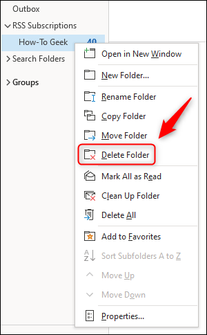 Chọn “Delete Folder”