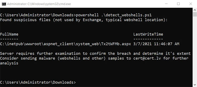 Det_webshells.ps1 được sử dụng để tìm web shell
