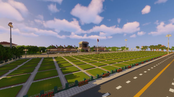 Quảng trường Ba Đình trong Minecraft.