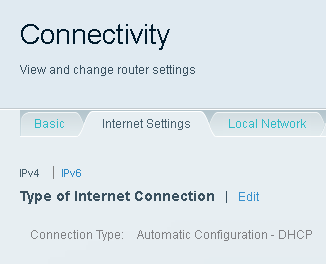 Nhấp vào Edit bên cạnh Type of Internet Connection