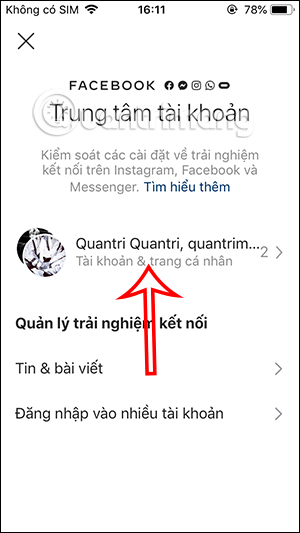 Liên kết 2 tài khoản