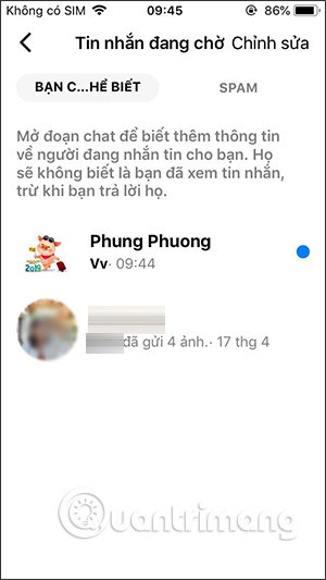 Tin nhắn bị ẩn đi