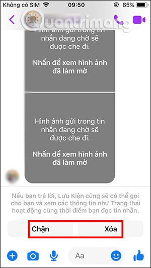 Tùy chọn chặn tin nhắn