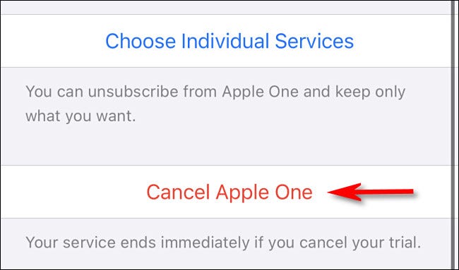 Nhấn lại vào “Cancel Apple One”