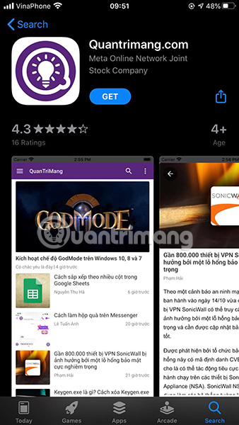 Screenshot on the App Store 