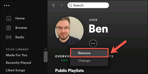Click options "Remove"