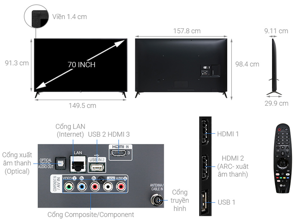 Tivi Samsung smart 4K 70 inch UA70RU7200