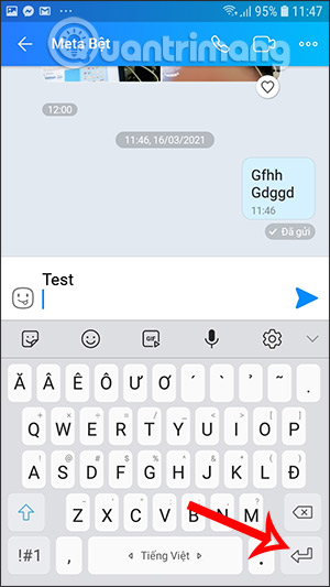 Xuống dòng Zalo Android
