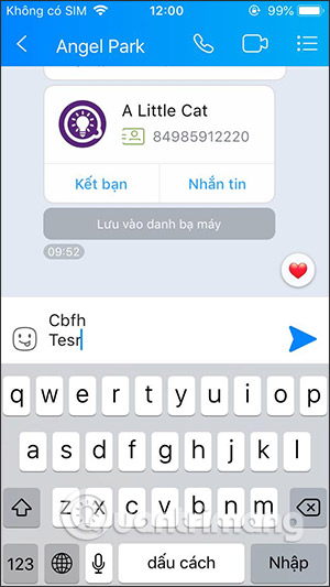 Xuống dòng Zalo iPhone