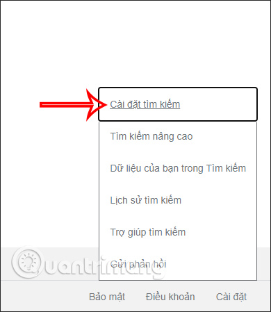 Cài đặt tìm kiếm