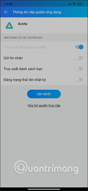 Bật tắt quyền truy cập