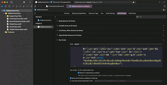 TabBarInteraction độc hại với Run Script bị xáo trộn