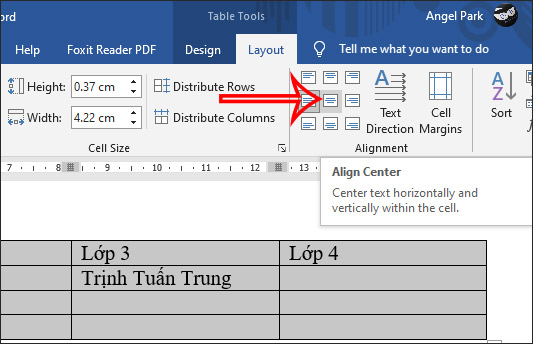 Các cách căn giữa ô trong bảng trên Word - Ảnh minh hoạ 4