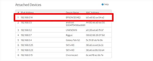 Tìm IP máy in trên router