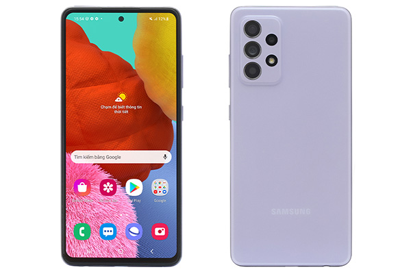 Thiết kế mặt trước và sau của Galaxy A52