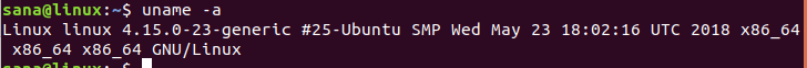 Showing all information of the UNAME command