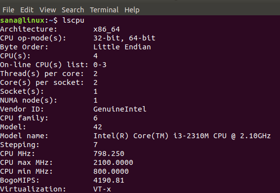 View CPU information with LSCPU