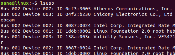 View information of USB device with lsusb