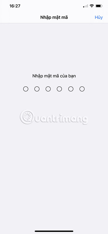 Nhập mật khẩu mở điện thoại