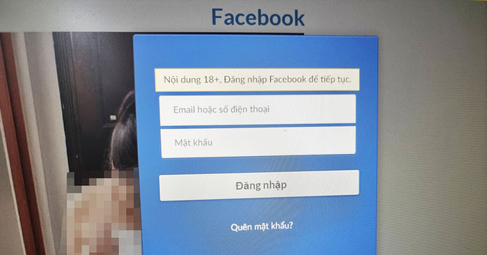 Website chứa hình ảnh nhạy cảm, yêu cầu người dùng đăng nhập Facebook mới có thể xem. Ảnh: Lưu Quý.