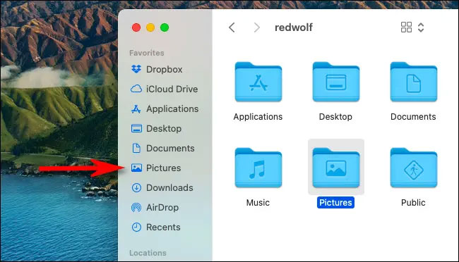 Thư mục “Pictures” đã nằm trong danh mục “Favorites” của bạn.