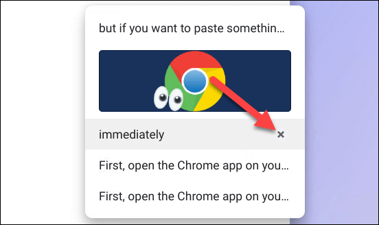 Nhấp vào “X” để xóa