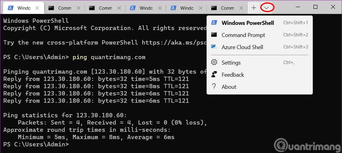 Mở tab mới trong Windows Terminal