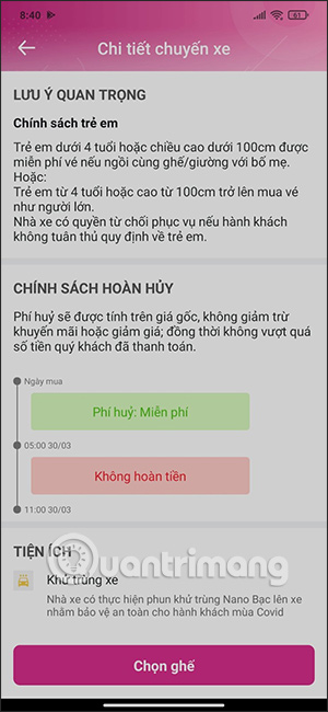 Lưu ý đặt xe