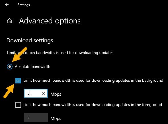 Cách thiết lập giới hạn băng thông tải xuống của Windows Updates trong Windows 10