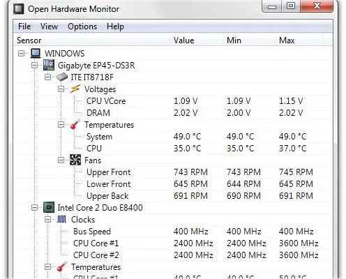 Measure power consumption with Open Hardware Monitor software