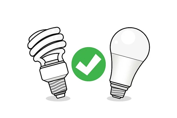 Use CFL and LED bulbs instead of incandescent bulbs