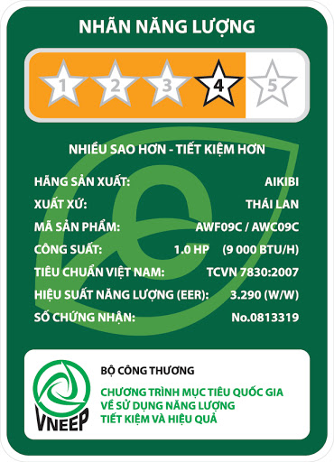 Nhãn ngôi sao năng lượng cho biết mức tiết kiệm năng lượng tốt nhất của thiết bị điện