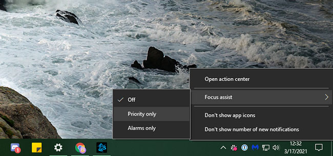 Cách tắt thông báo trong Windows 10 bằng Focus Assist