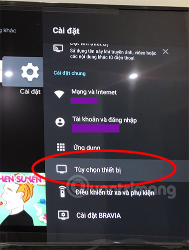 Chọn Tùy chọn thiết bị