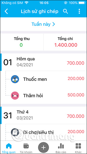 Cách sử dụng sổ thu chi MISA trên Dế yêu 11 Lịch sử chi tiết