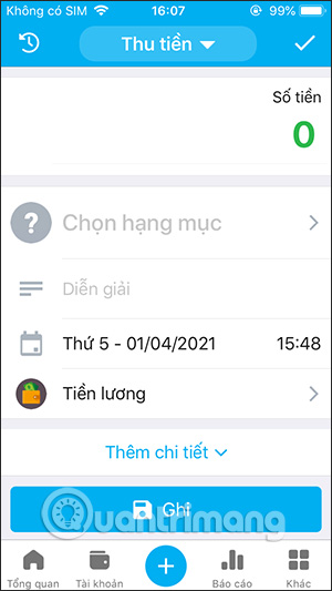 Cách sử dụng sổ thu chi MISA trên Dế yêu 13 Nội dung khoản thu