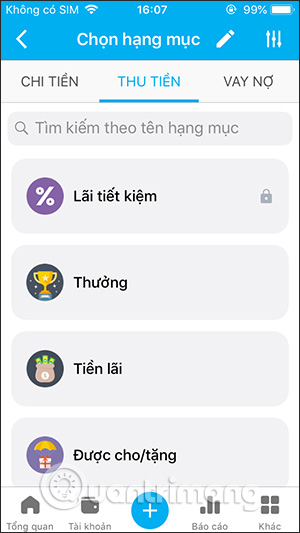 Cách sử dụng sổ thu chi MISA trên Dế yêu 14 Thu từ khoản nào