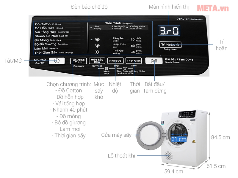 Máy sấy Electrolux 7 kg EDV705HQWA