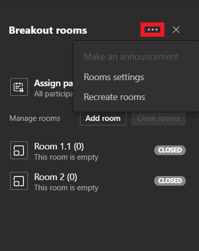 Recreate rooms option