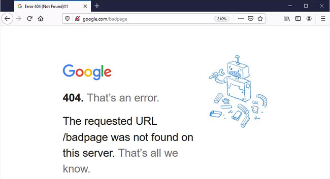 Lỗi 404 Page Not Found