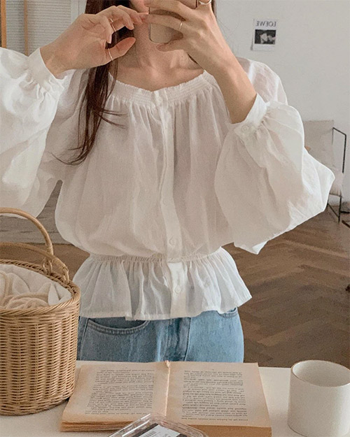 Áo blouse chiết eo