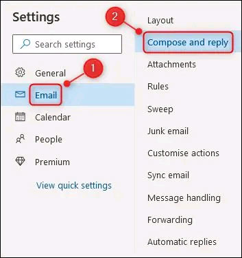 Nhấp vào Email > Compose And Reply