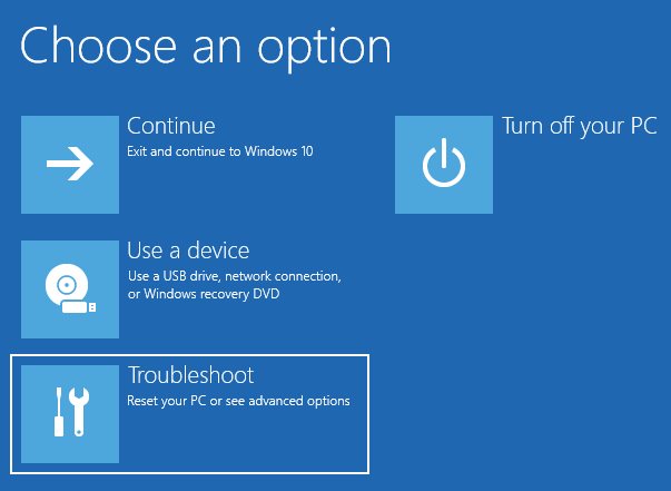 Chọn Troubleshoot