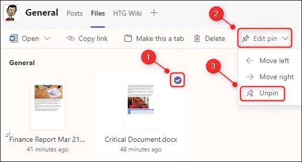 Nhấp vào Edit Pin > Unpin