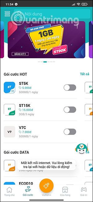 Chọn gói cước