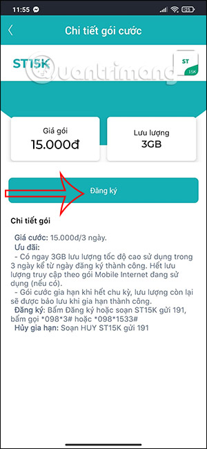 Đăng ký trên My Viettel