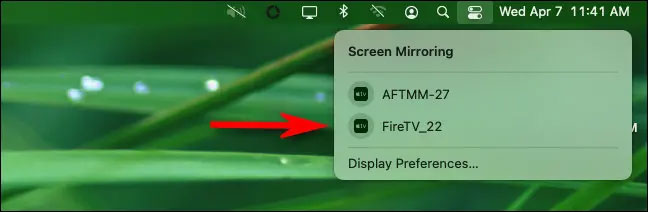 Nhấp vào một thiết bị muốn chiếu màn hình