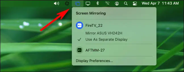 Nhấp vào biểu tượng Screen Mirroring để xem trạng thái