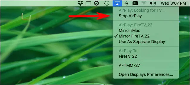 Bấm vào “Stop AirPlay”