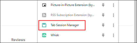 Tab Session Manager đã được cài đặt thành công
